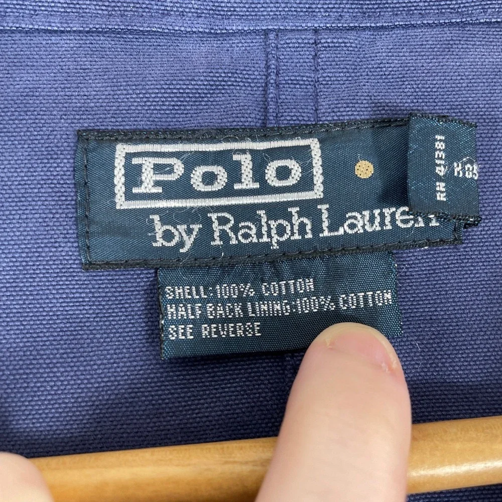 Polo Ralph Lauren Chore Jacket Mens XL Blue Canvas Corduroy Collar Barn Coat